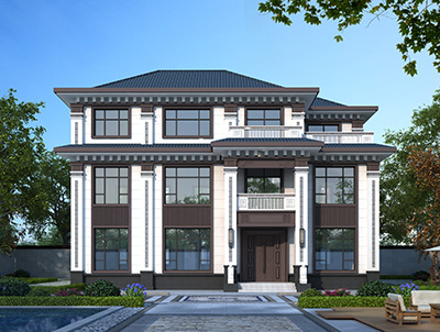 農(nóng)村三層自建房設(shè)計圖大全BZ3744-新中式風(fēng)格